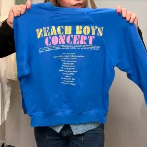 DAYDREAMER The Beach Boys Concert Washed Cobalt Raglan Crew New w/ Tag MSRP $146 - Picture 12 of 15
